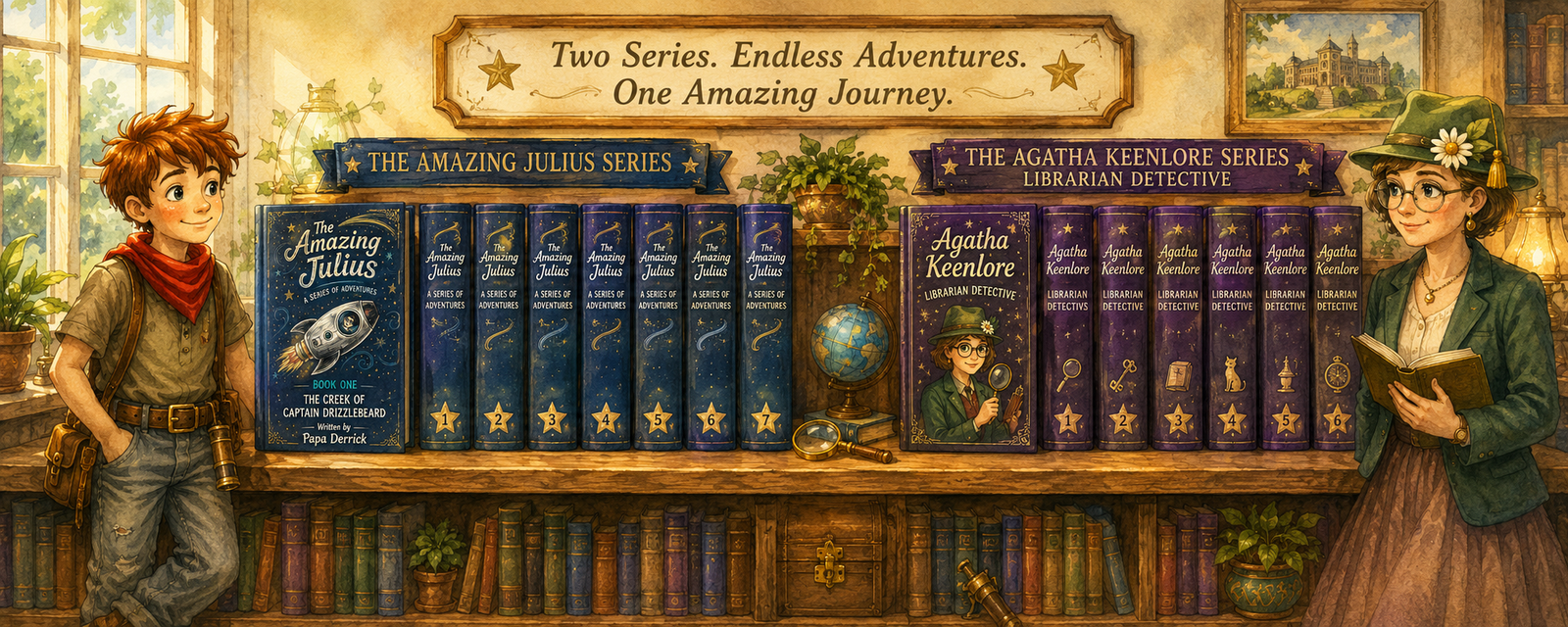 Two Series. Endless Adventures. One Amazing Journey. The Amazing Julius Series and The Agatha Keenlore Series.